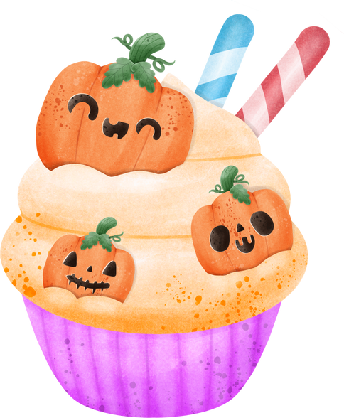 Watercolor Halloween cupcake illustration element happy Halloween party