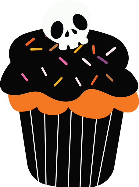 Halloween cake topped with skull heads