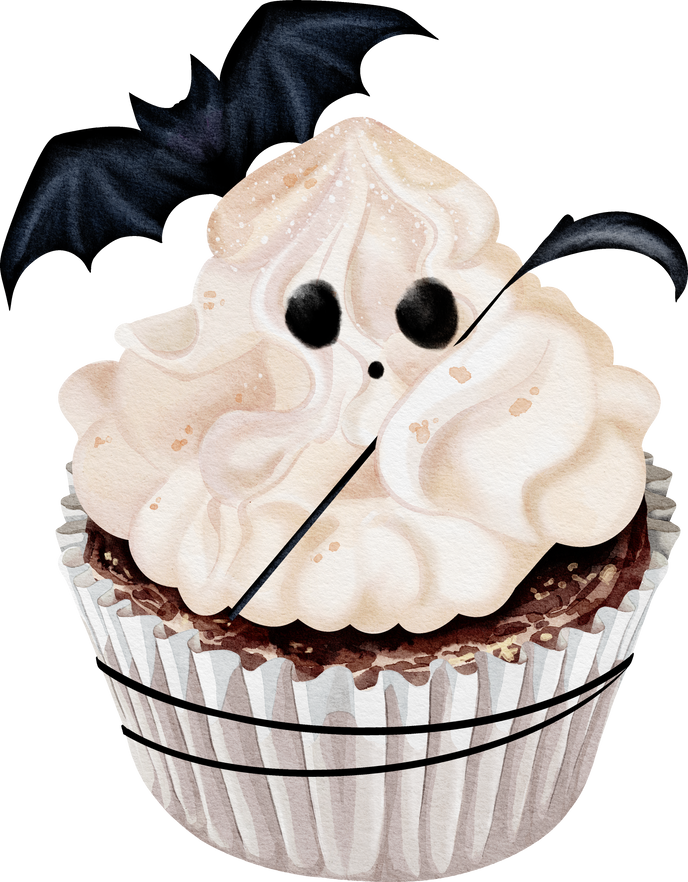 Halloween cupcake watercolor