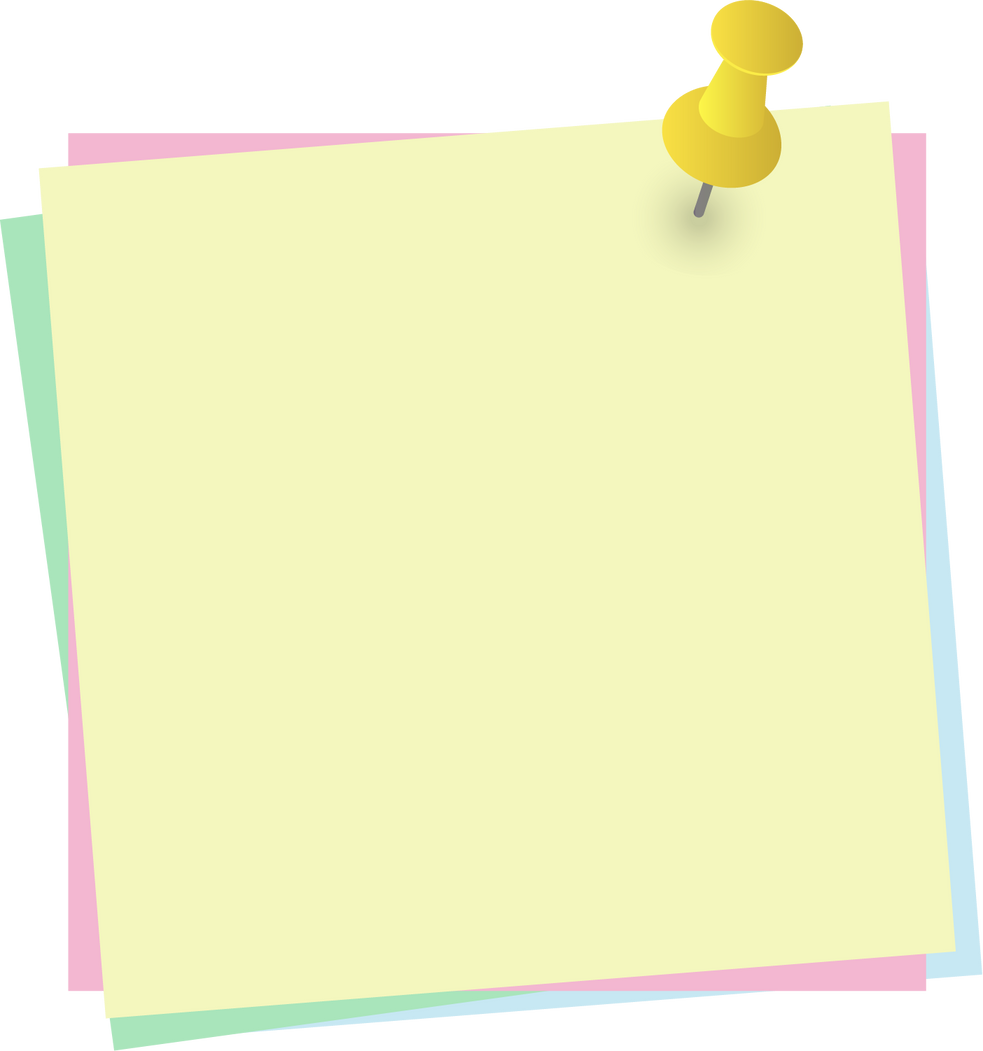 Blank note paper with pin. Top view note sticker with pins. Vector